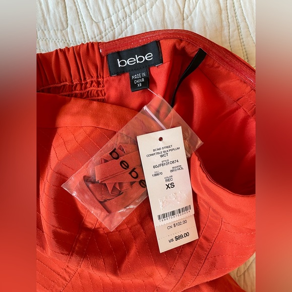 Bebe XS Corset Silk Pelpum Top XS Nwt Y2K - Picture 4 of 6